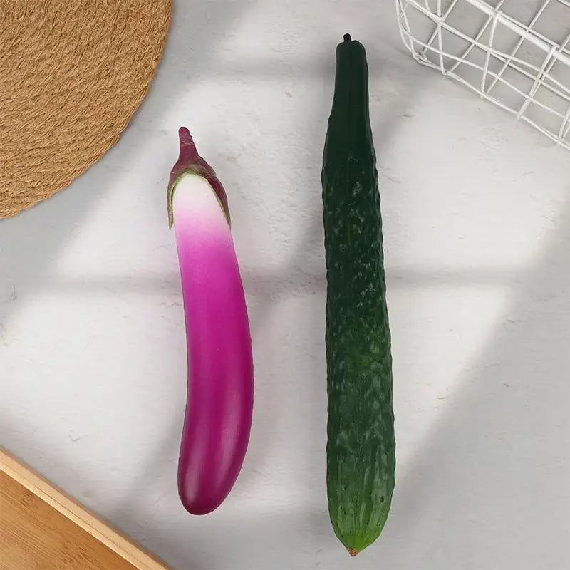 Realistic Fake PU Vegetable Decor – Cucumber & Aubergine Prop