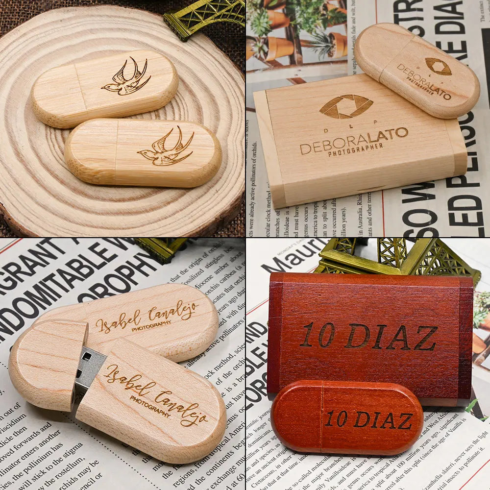 10-Pack Wooden USB Flash Drives 32GB 64GB 128GB Custom Logo USB Flash Drive PRIMED