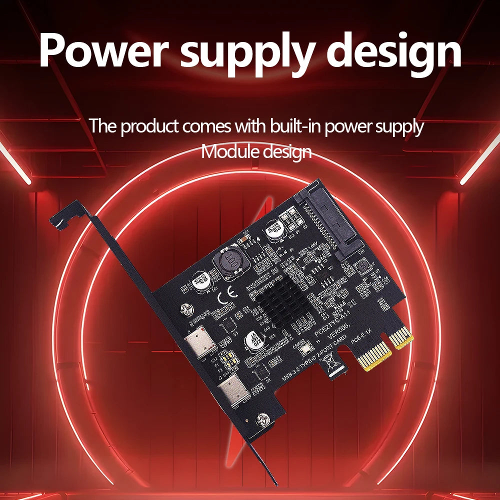 TISHRIC PCIe USB 3.2 Gen 2 Dual Type-C Expansion Card ASM3142 PCIe Expansion Card PRIMED