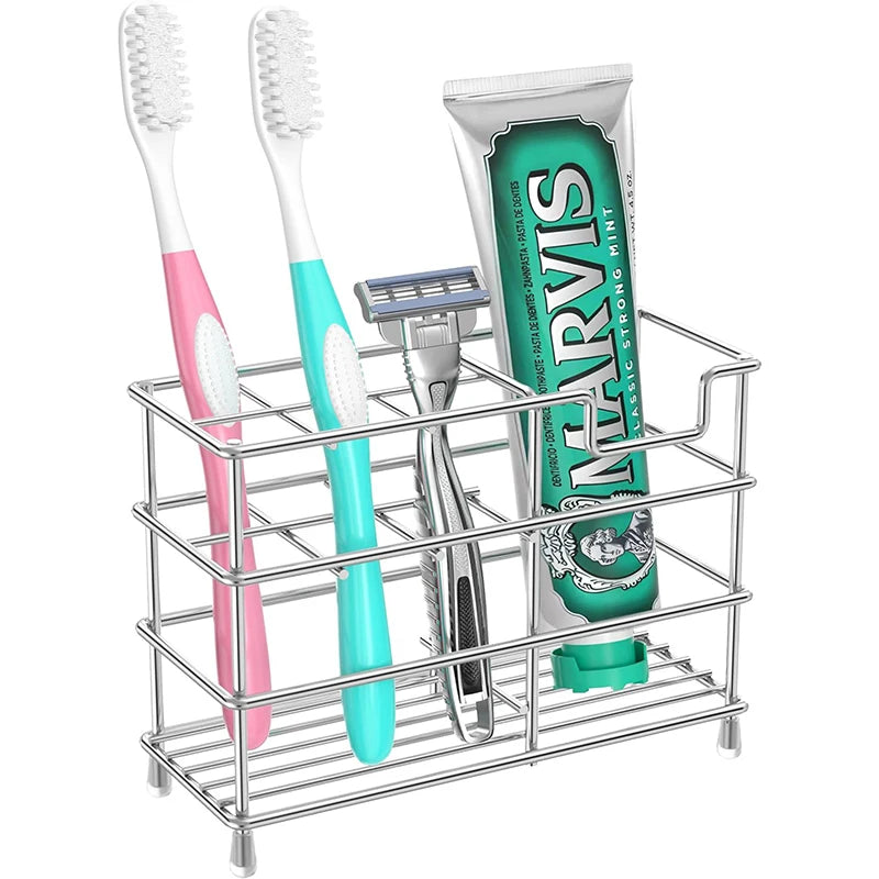 Stainless Steel Toothbrush & Toothpaste Holder Organizer