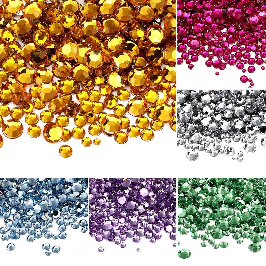 Mixed Size Flatback Glass Rhinestones 12-Grid Box SS6–SS30