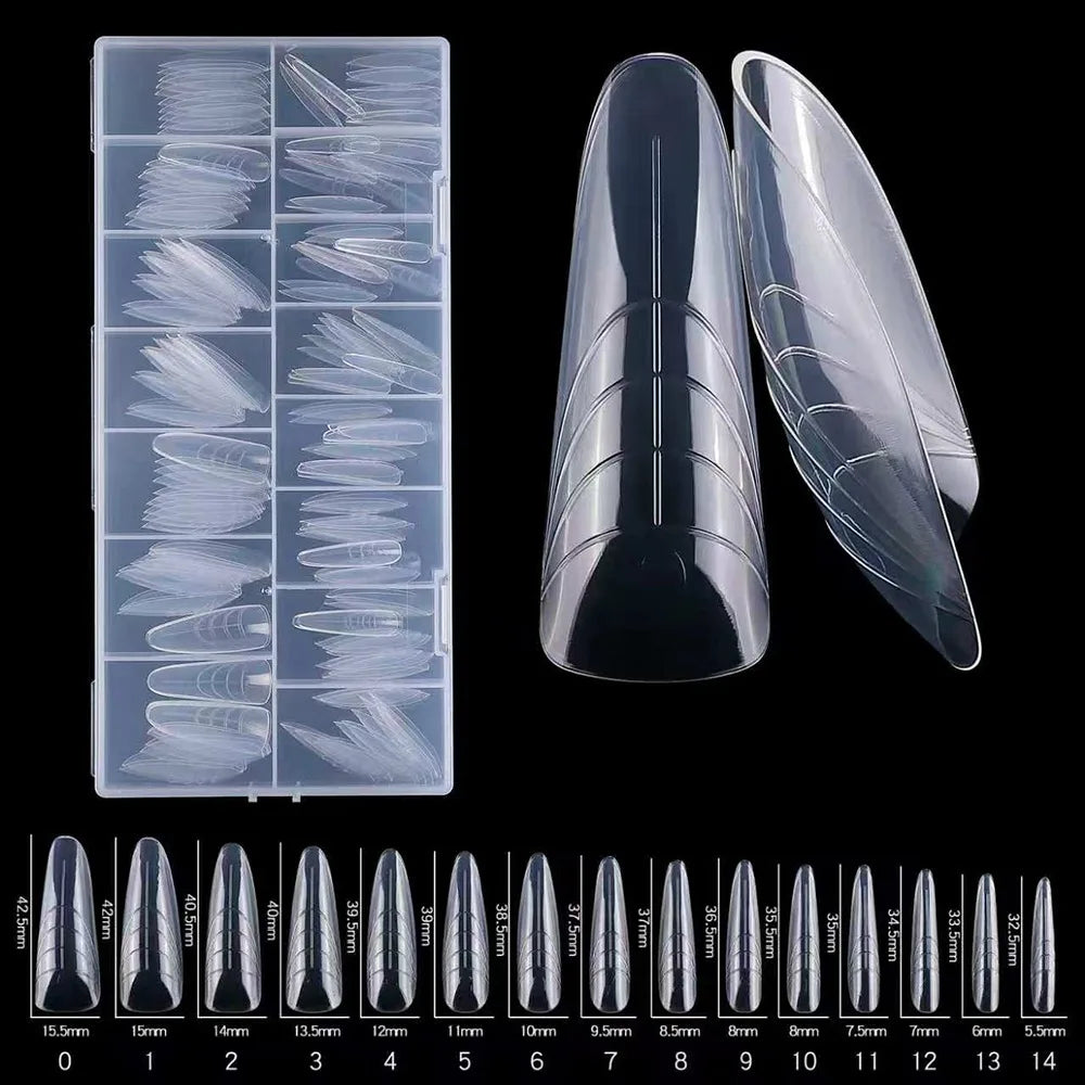 150Pcs Reusable Sandwich Nail Forms – 15 Sizes Clear PP