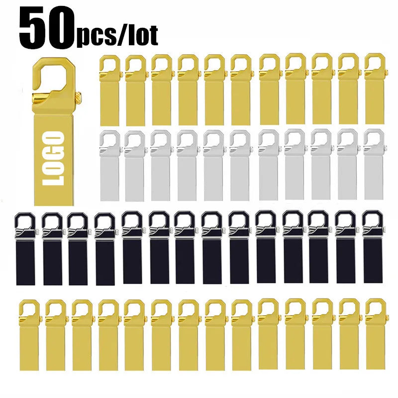 50PCS Custom Logo Metal USB Flash Drive 2.0 | 4GB–64GB Custom USB Flash Drive PRIMED