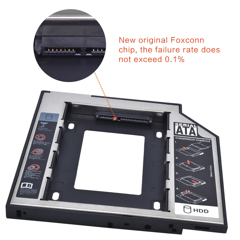 TISHRIC HDD Caddy 9.5mm 12.7mm SATA SSD Hard Drive Enclosure HDD Caddy Enclosure PRIMED