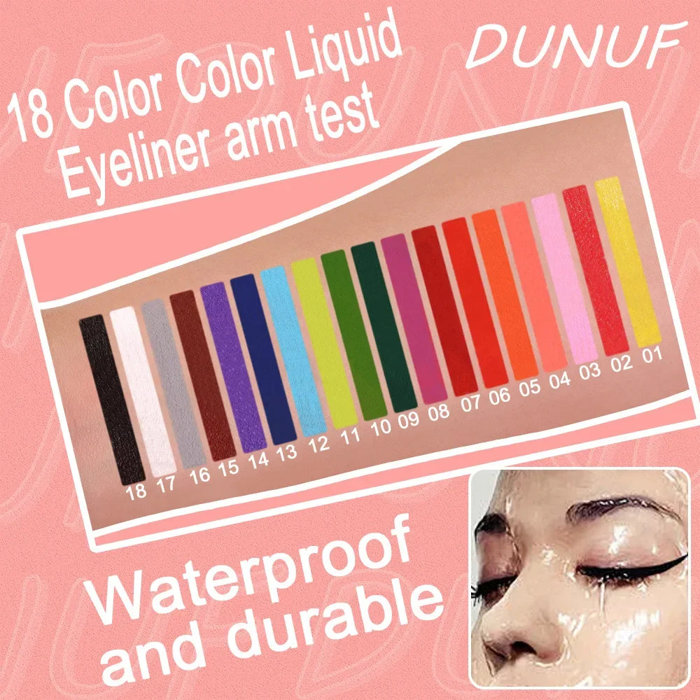 DUNUF Matte Colorful Liquid Eyeliner Pen – Waterproof 24H Liquid Eyeliner Pen PRIMED