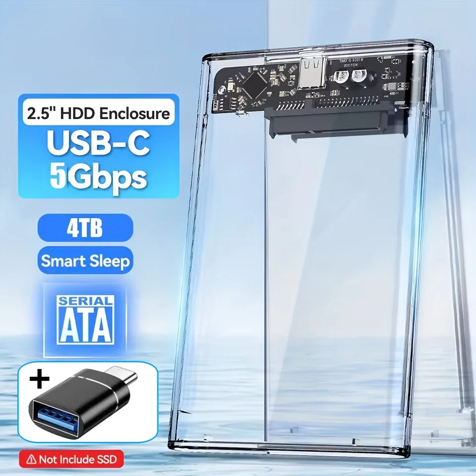 2.5" HDD SSD Enclosure USB 3.0 Type-C SATA Hard Drive Case HDD SSD Enclosure PRIMED