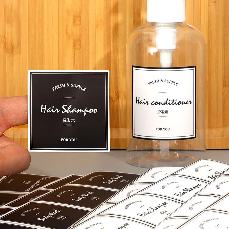 Waterproof Minimalist PVC Bathroom Label Stickers | Self-Adhesive