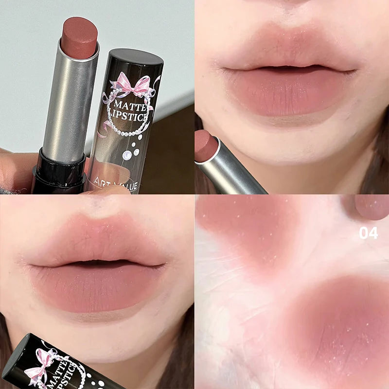 Velvet Matte Glitter Lipstick – Nude Brown Long-Lasting