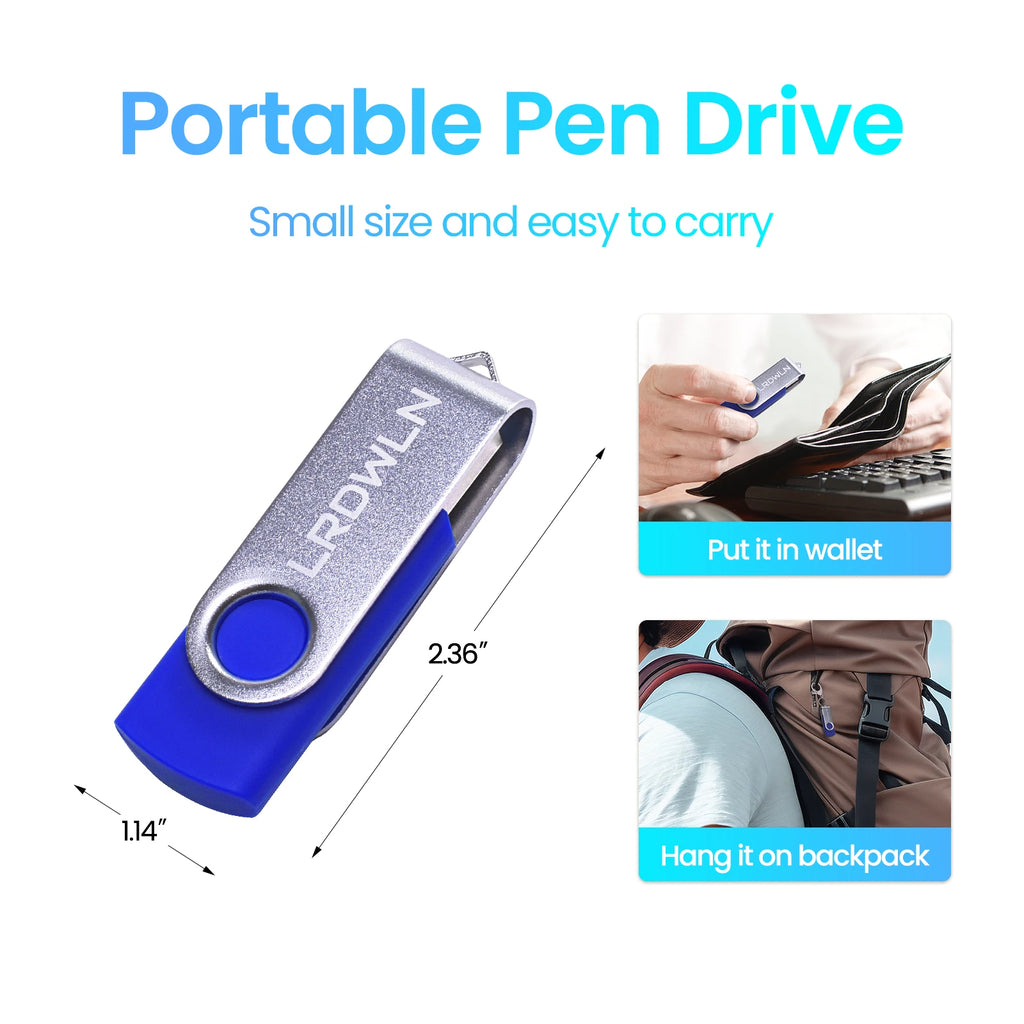 10-Pack Rotatable USB Flash Drive 128GB | Custom Logo Pen Drive USB Flash Drive PRIMED
