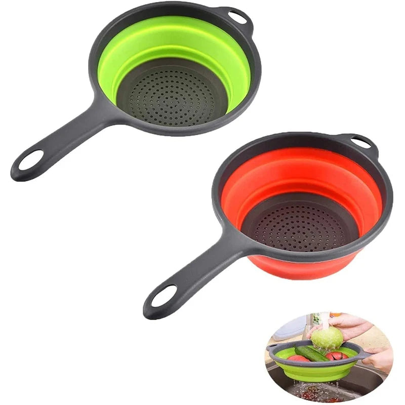 LMETJMA Silicone Collapsible Colander & Folding Kitchen Strainer Collapsible Colander PRIMED
