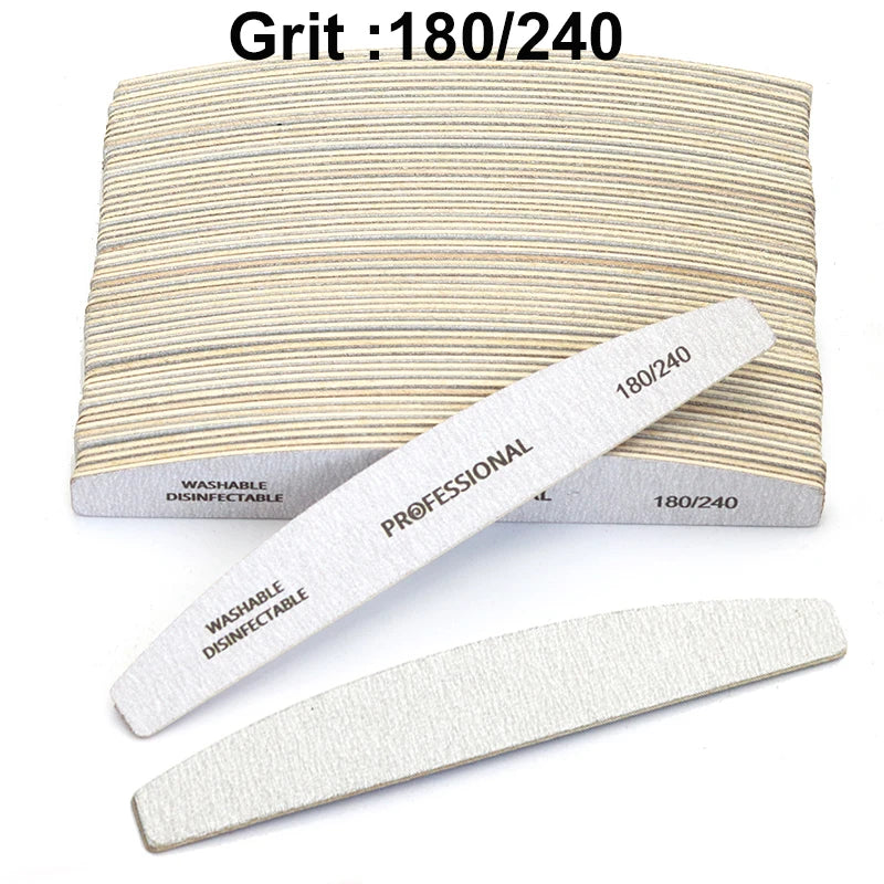 Professional Wooden Nail Files 50/100Pcs | 100/180 & 180/240 Grit
