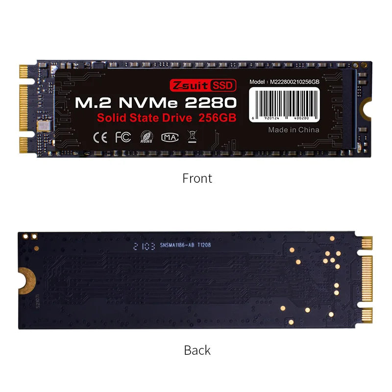 Zsuit M.2 NVMe SSD 128GB–1TB PCIe 3.0 Internal Drive