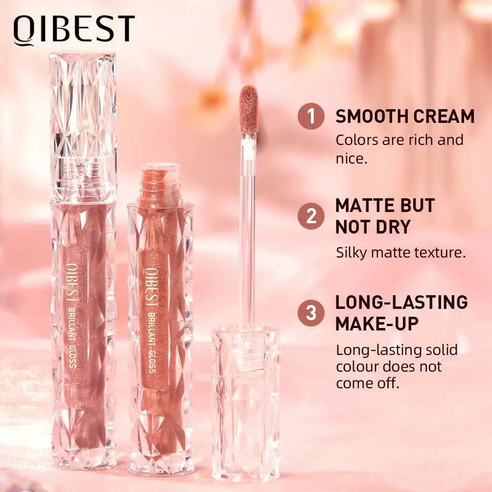 QiBest Diamond Shimmer Lip Gloss – 10 Colors, Waterproof