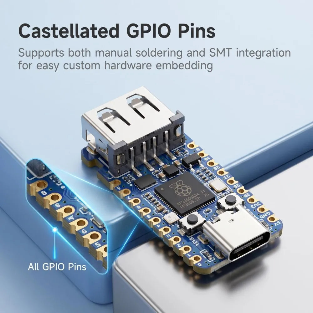TISHRIC RP2350A USB-A Mini Dev Board 150MHz 520KB SRAM 2MB Flash Microcontroller Dev Board PRIMED