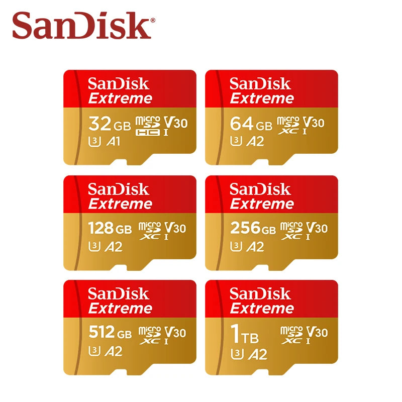 SanDisk Extreme MicroSD V30 A2 U3 – Up to 190MB/s | 32–256GB MicroSD Memory Card PRIMED