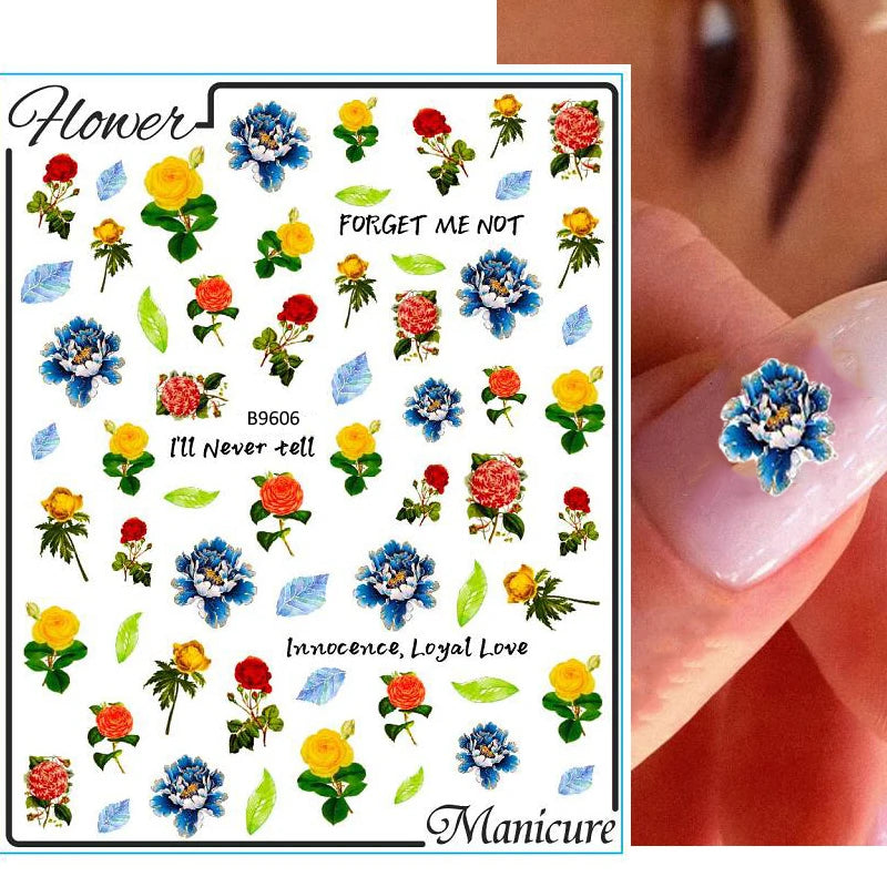 Sunflower Floral 3D Nail Art Water Transfer Decals Stickers