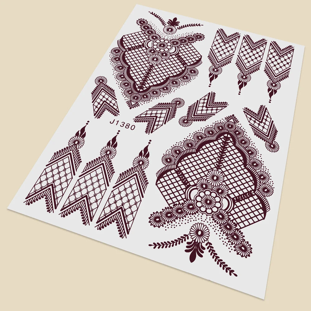 Henna Temporary Tattoo Stickers | Hand & Foot Body Art Temporary Tattoo Sticker PRIMED J1380