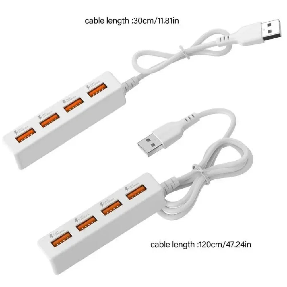 USB 2.0 4-Port Hub Power Strip Charger with Extension Cable USB Hub PRIMED