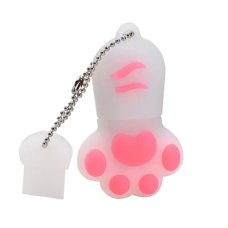 JASTER Cat Claw Silicone USB Flash Drive 4GB–128GB Keychain USB Flash Drive PRIMED White 16GB