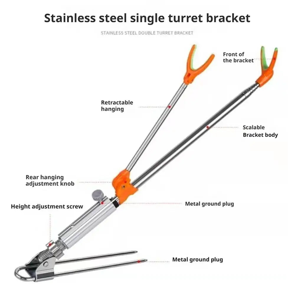 Telescopic Fishing Rod Holder 1.5–2.4m Stainless Steel Stand Fishing Rod Holder PRIMED