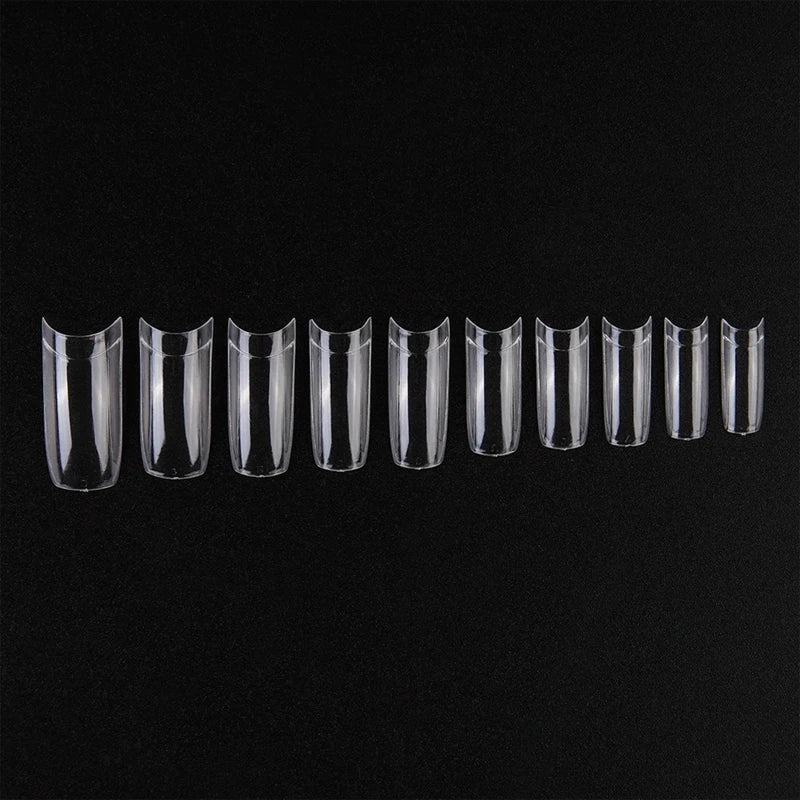 500Pcs French False Nail Tips – Half Cover, 10 Sizes, 3 Colors