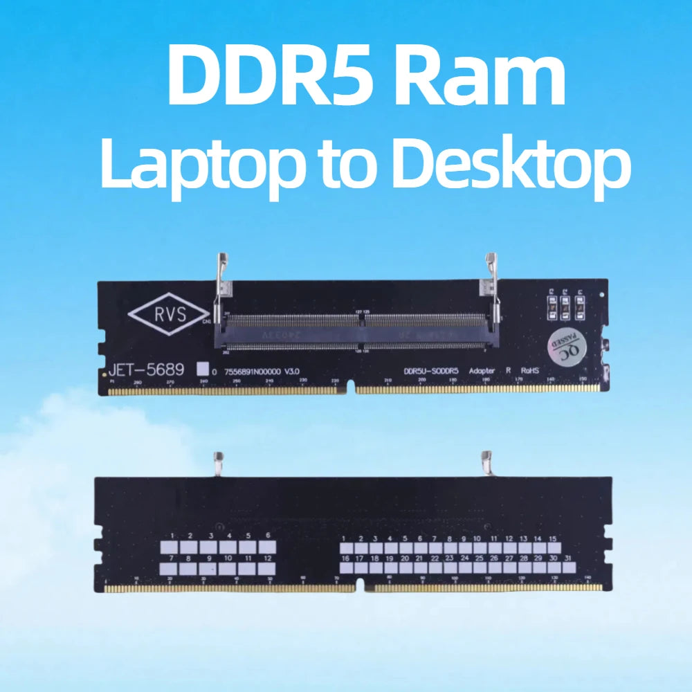 TISHRIC SO-DIMM to DIMM Adapter – DDR3 DDR4 DDR5 RAM Card