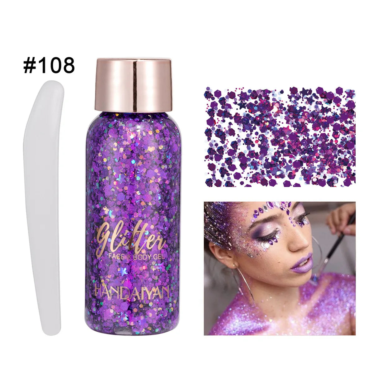 Mermaid Body Glitter Cream – Face, Hair, Nail Sequin Gel Body Glitter Gel PRIMED 108