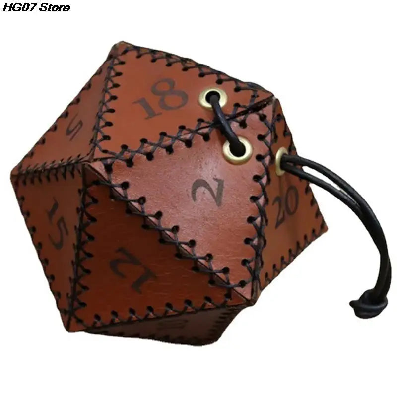 Leather Drawstring Dice Bag – D20 Polygonal Dice Pouch Dice Storage Bag PRIMED
