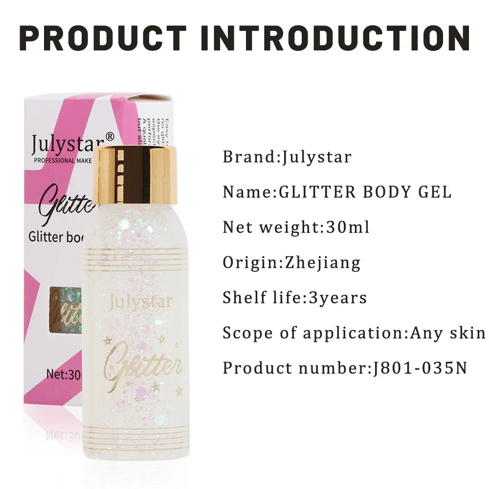 Waterproof Glitter Body Gel – Face, Eye & Nail Art Makeup