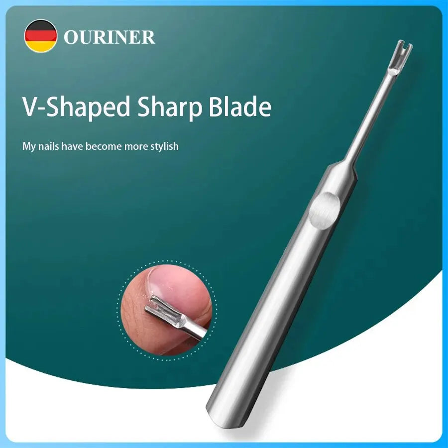 V-Shape Stainless Steel Cuticle Pusher & Nail Cleaner Tool