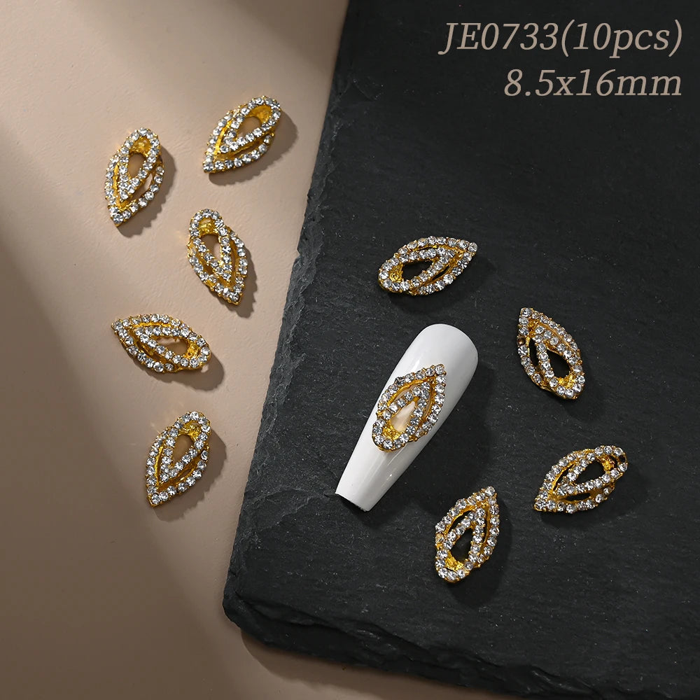 Vintage Hollow Frame Nail Charms Zircon Alloy 10/20Pcs Nail Art Charms PRIMED JE0733(10pcs)