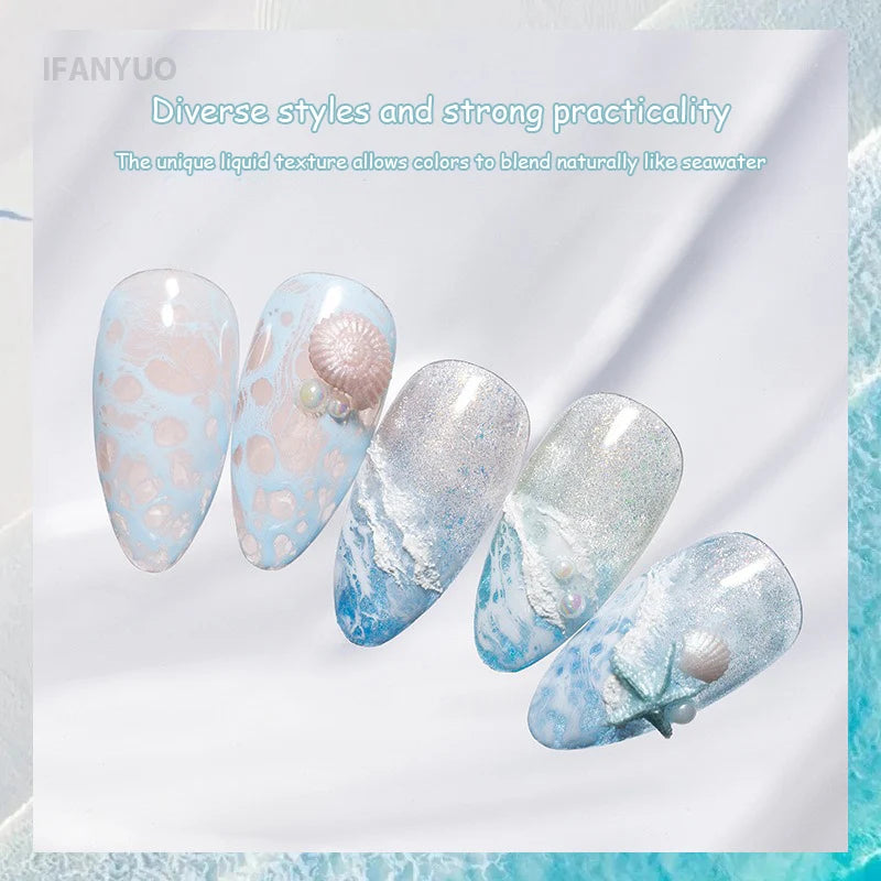 Ocean Wave Marble Nail Gel – Smoke Bubble Blending Polish 12ml