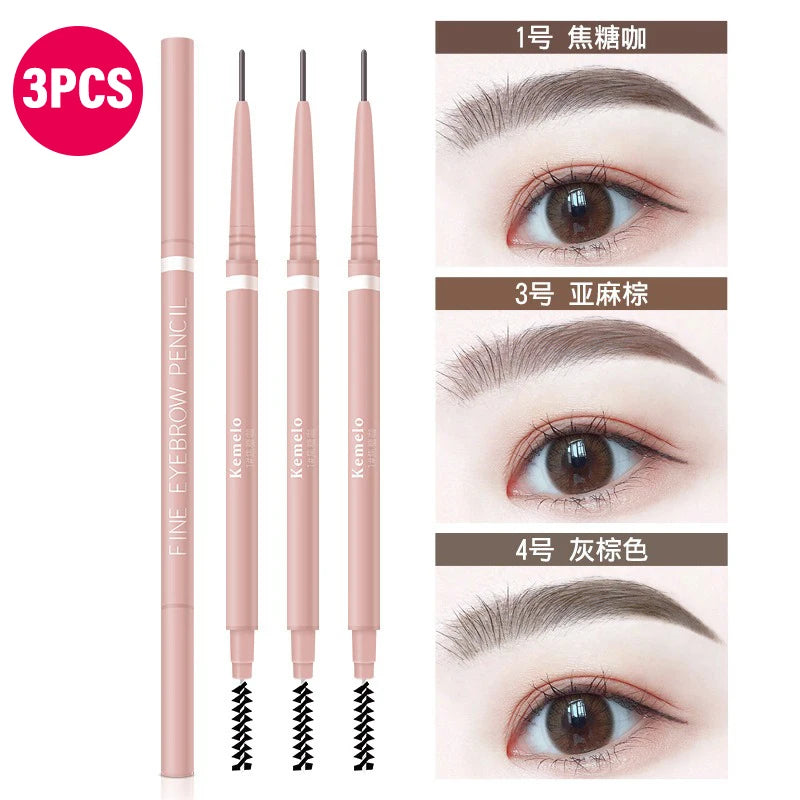 Ultra Fine Double-Ended Eyebrow Pencil with Brush – 6 Colors Eyebrow Pencil PRIMED 01 and 03 and 04