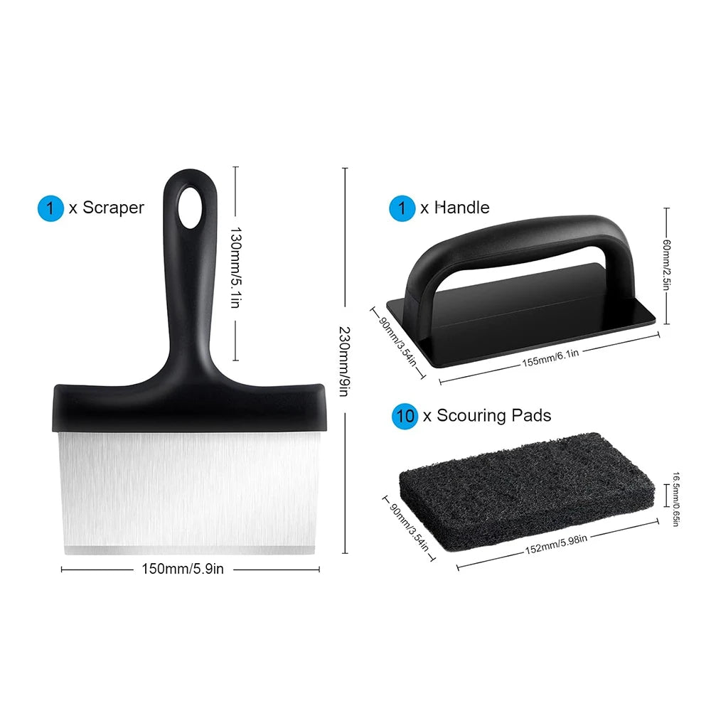 12-Piece Flat Top Griddle Cleaning Kit – Scraper & Scouring Pads Griddle Cleaning Kit PRIMED
