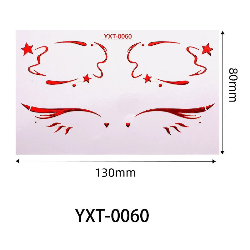 Purple Red Metallic Eye Makeup Stickers | Temporary Tattoo