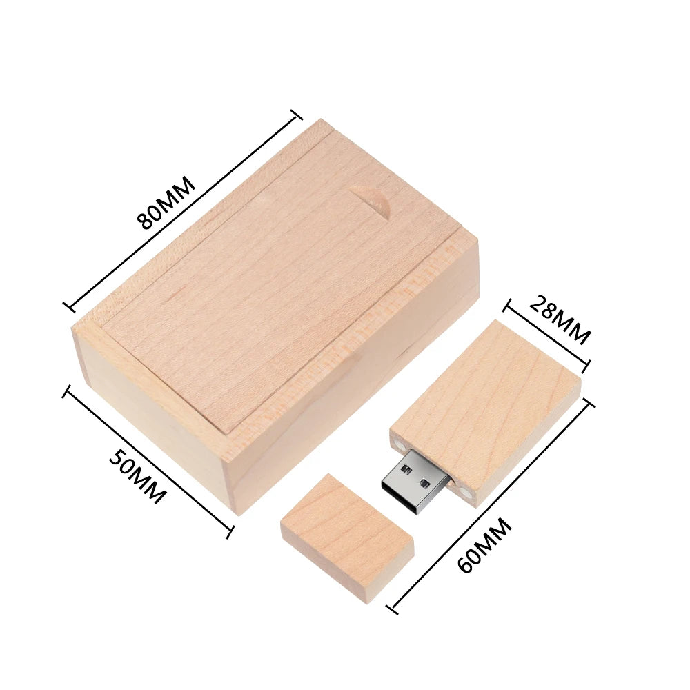 30-Pack Custom Logo Wooden USB Flash Drives 32/64/128GB USB Flash Drive PRIMED