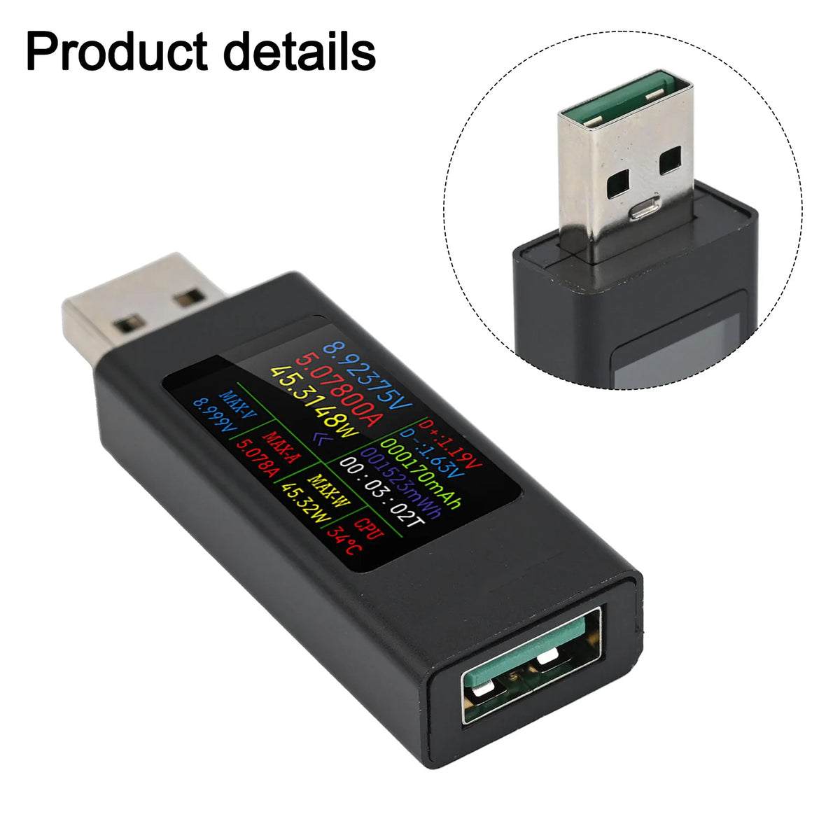 USB-A Tester KWS-MX23 | 1.06" IPS Display, 0–12A, 0–360W USB Power Tester PRIMED
