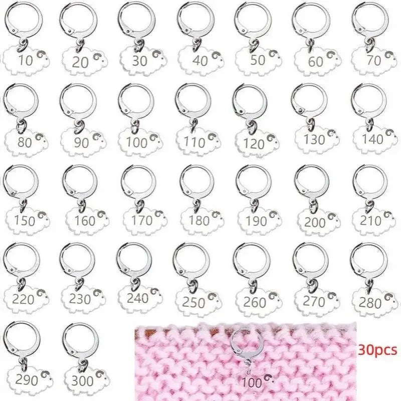 Sheep Acrylic Numbered Stitch Markers for Knitting & Crochet