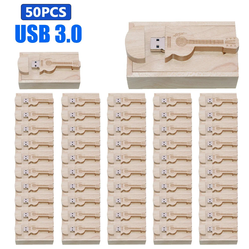 Guitar USB 3.0 Flash Drive Custom Logo Bulk | 32GB 64GB 128GB Custom USB Flash Drive PRIMED 128 GB Maple with box 50pcs China Mainland