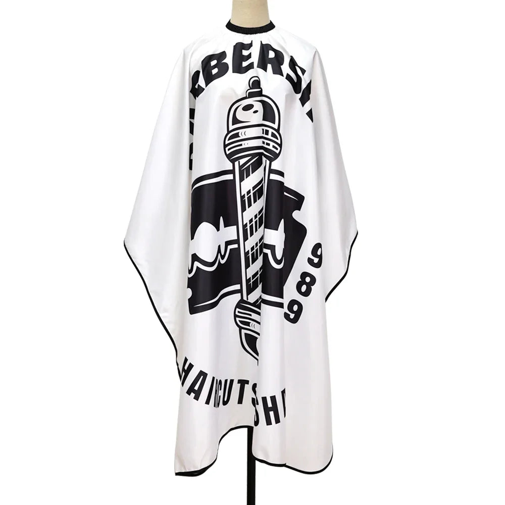 White Barber Haircut Cape – Salon & Home Hairdressing Gown