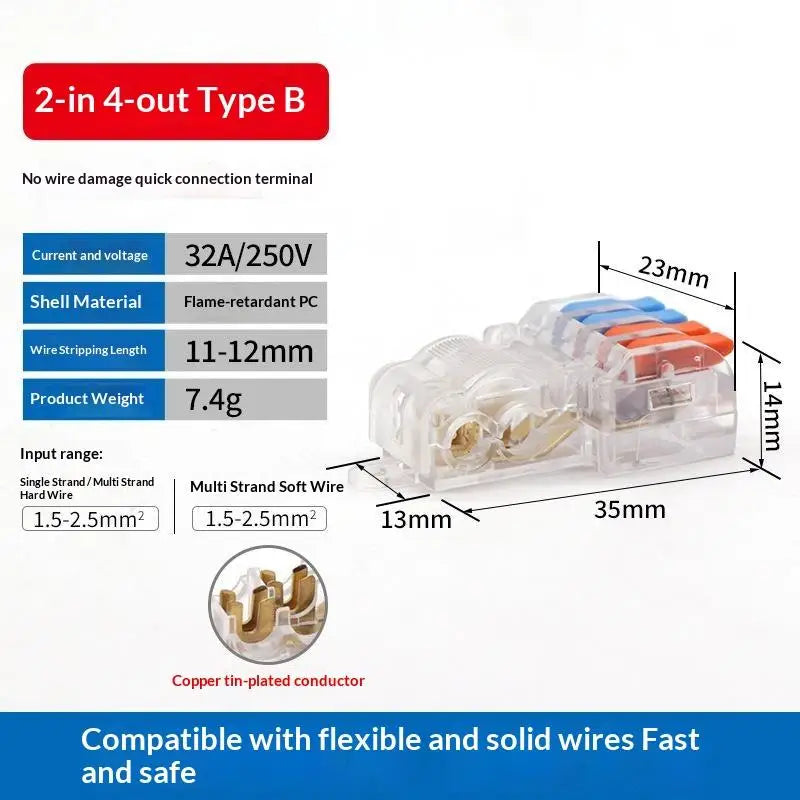 T-Type No-Strip Wire Connector | Quick Branch Terminal Block