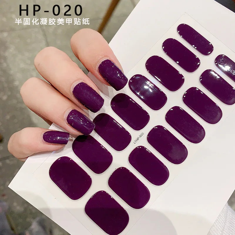 Semi-Cured Gel Nail Wraps Pink Tulip Floral | 16 Tips/Sheet