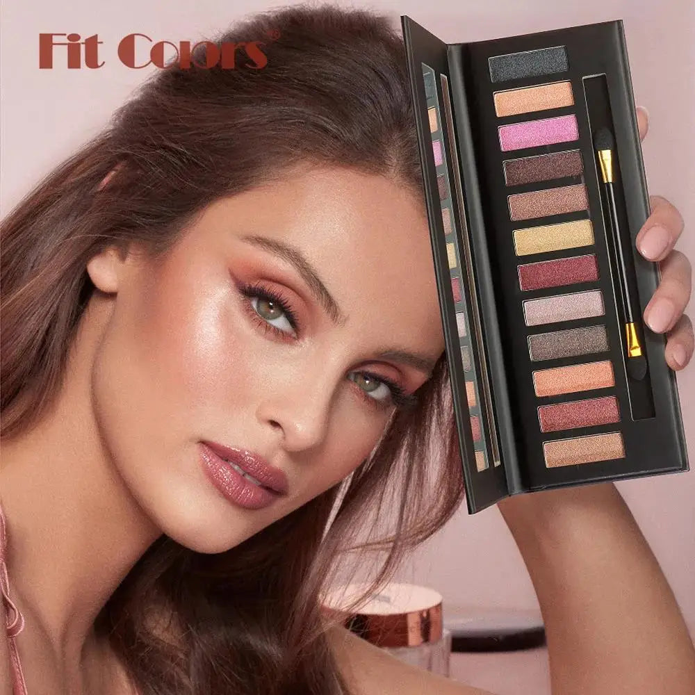 Fit Colors 12-Shade Eyeshadow Palette – Blush & Highlighter Kit Eyeshadow Palette PRIMED