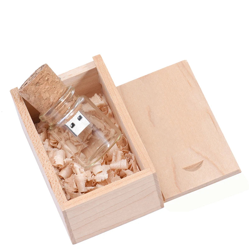 JASTER Drifting Bottle USB Flash Drive in Wooden Gift Box USB Flash Drive PRIMED