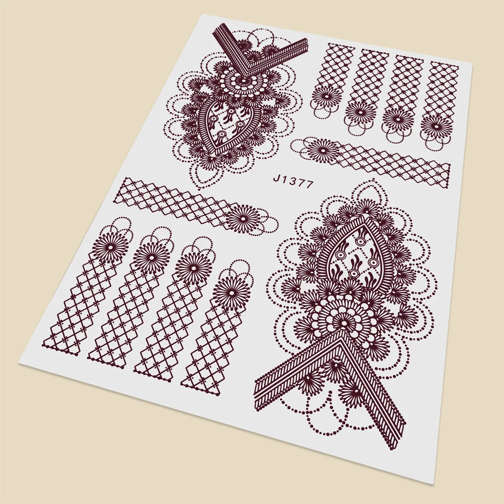 Henna Temporary Tattoo Stickers | Hand & Foot Body Art Temporary Tattoo Sticker PRIMED J1377