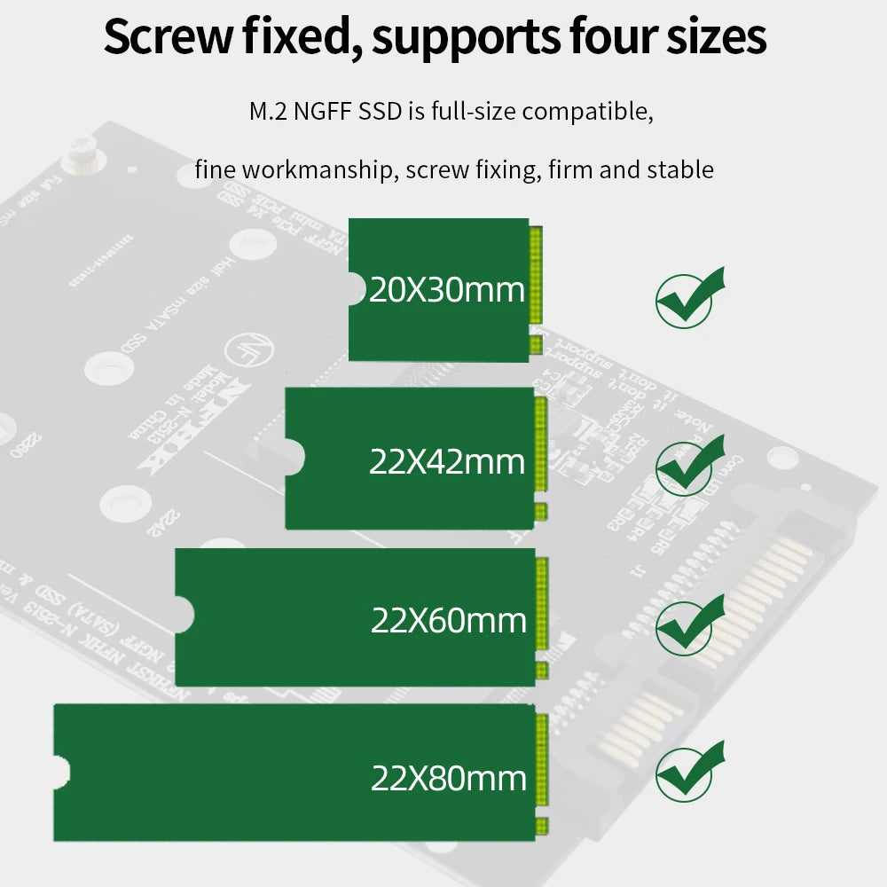 M.2 NGFF mSATA to SATA 3.0 Adapter Card | 2230–2280 SSD SSD Adapter Card PRIMED