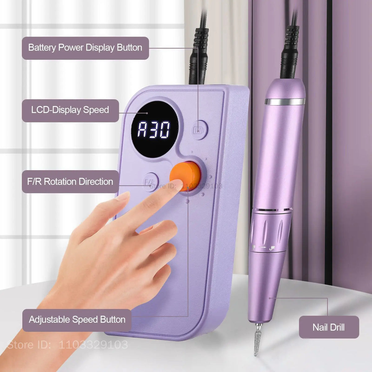 Rechargeable Nail Drill 35000RPM LCD Cordless | PRIMED