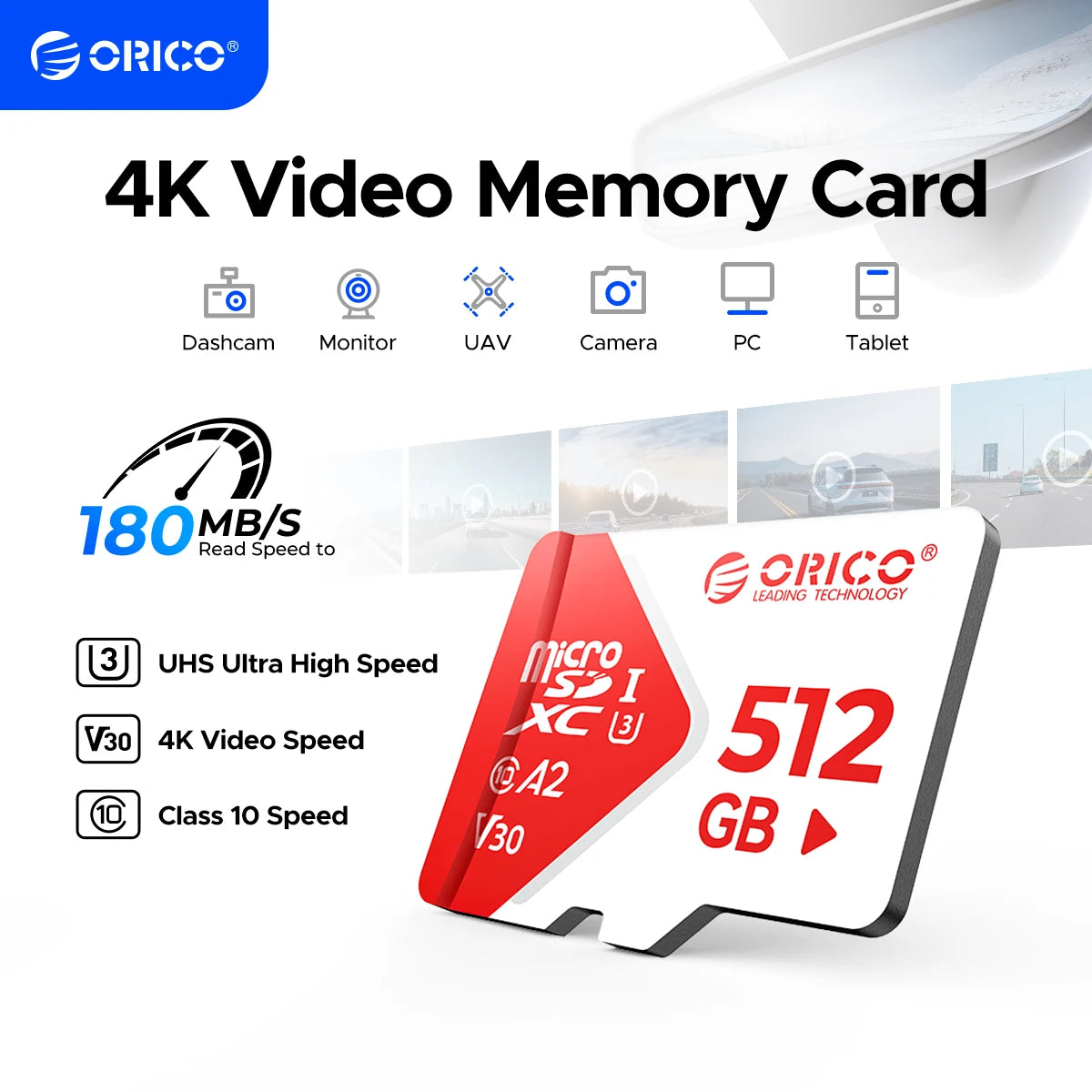 ORICO Ultra microSDXC 180MB/s 4K UHD U3 V30 A2 Memory Card MicroSD Memory Card PRIMED