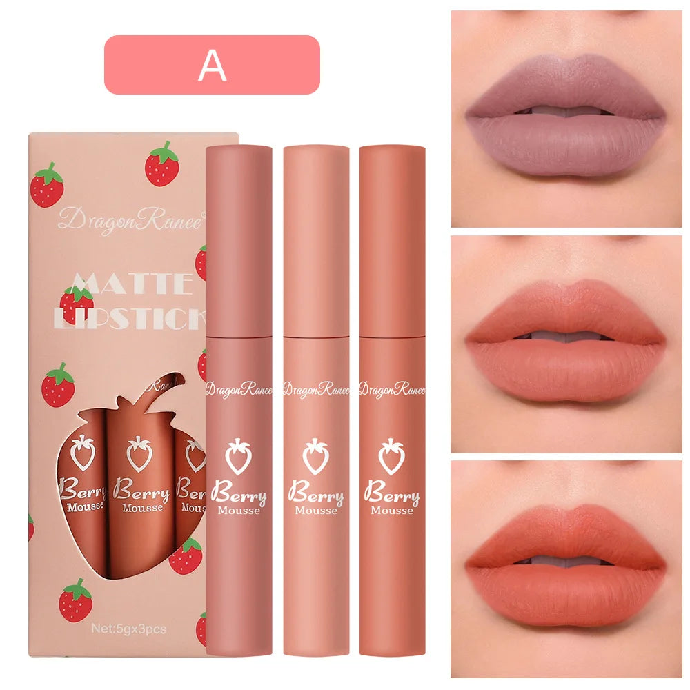 Dragon Ranee 3-Pc Matte Velvet Liquid Lipstick Set – Waterproof Liquid Lipstick Set PRIMED