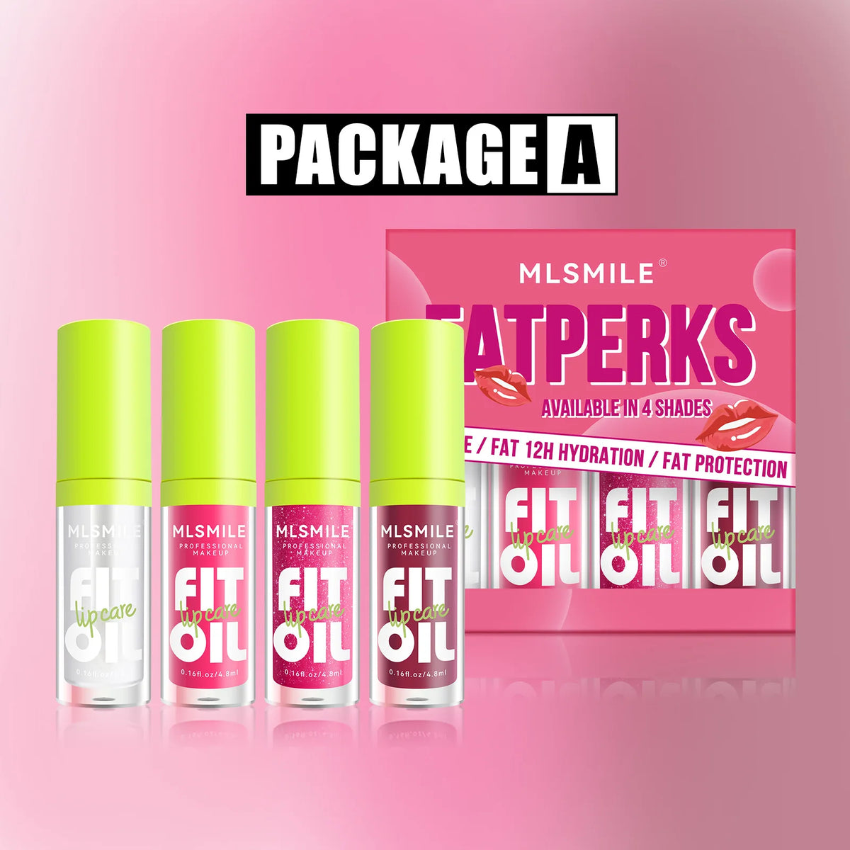 MLSMILE 4-Pc Mirror Pearl Lip Gloss Set – Hydrating Lip Oil Lip Gloss Set PRIMED A
